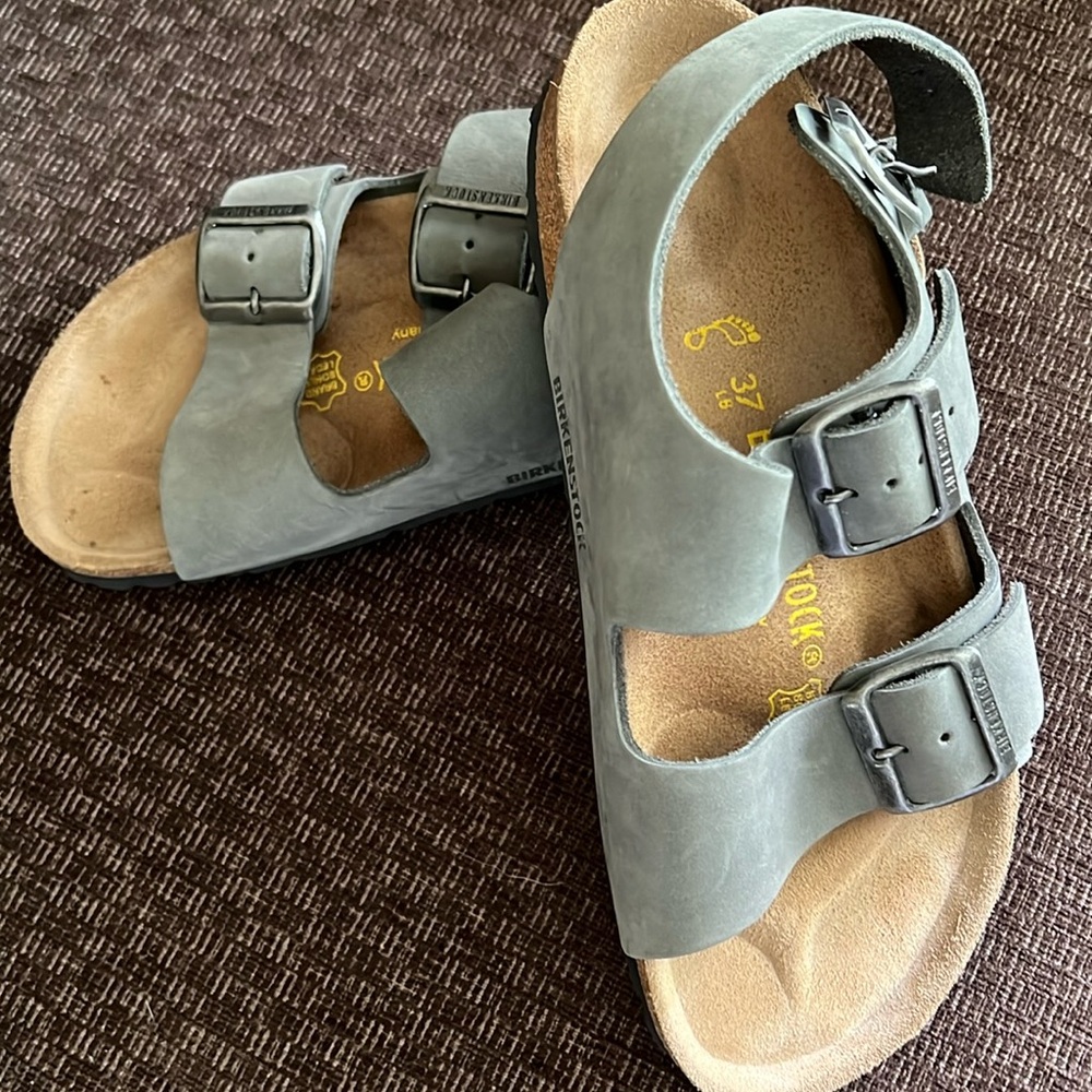 Birkenstock Women's Gray Two-Strap Sandals
